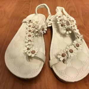 White Flower Sandals